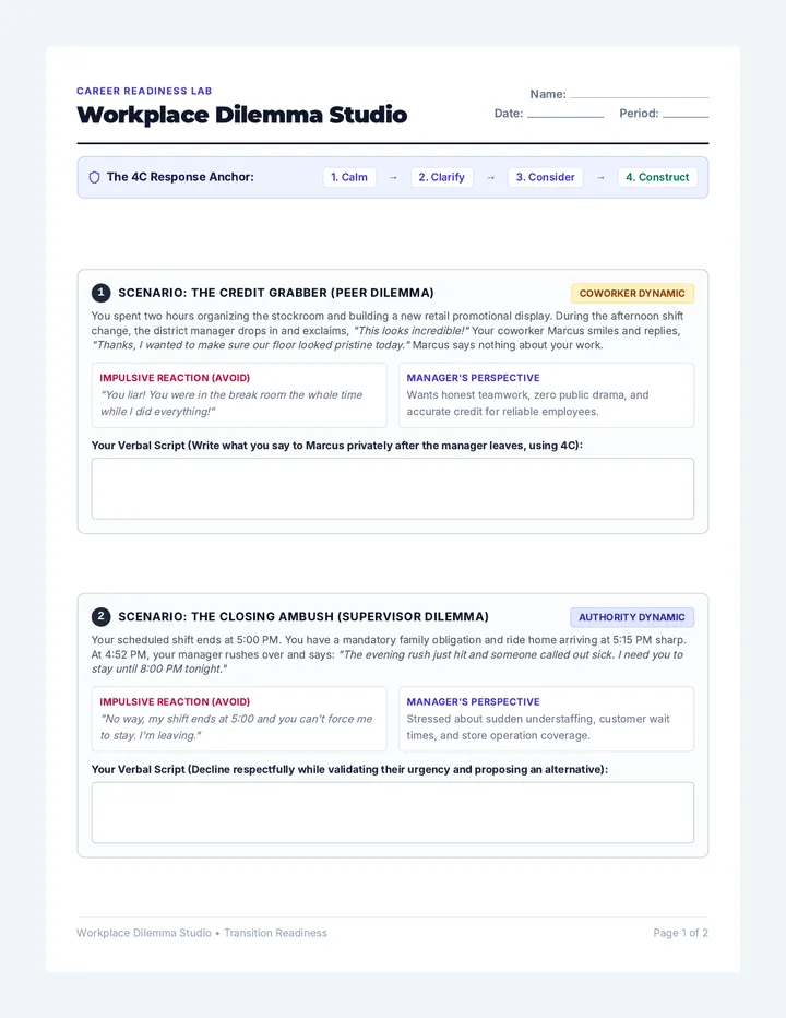 Workplace Dilemma Activity Sheet