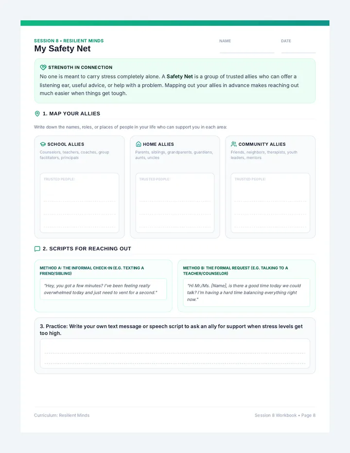 My Safety Net Worksheet