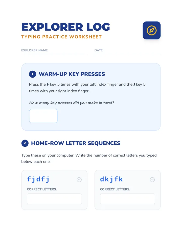 Typing Practice Worksheet