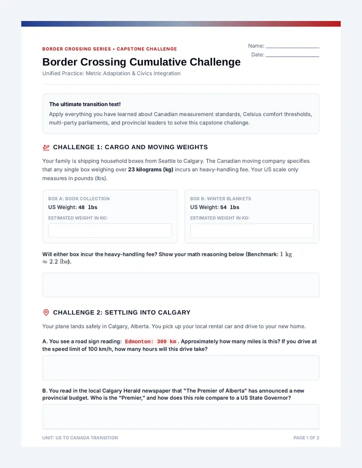Border Crossing Cumulative Challenge