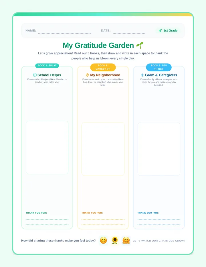 First Grade Thanks Student Worksheet