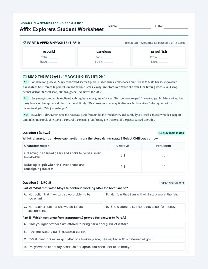 Affix Explorers Student Worksheet