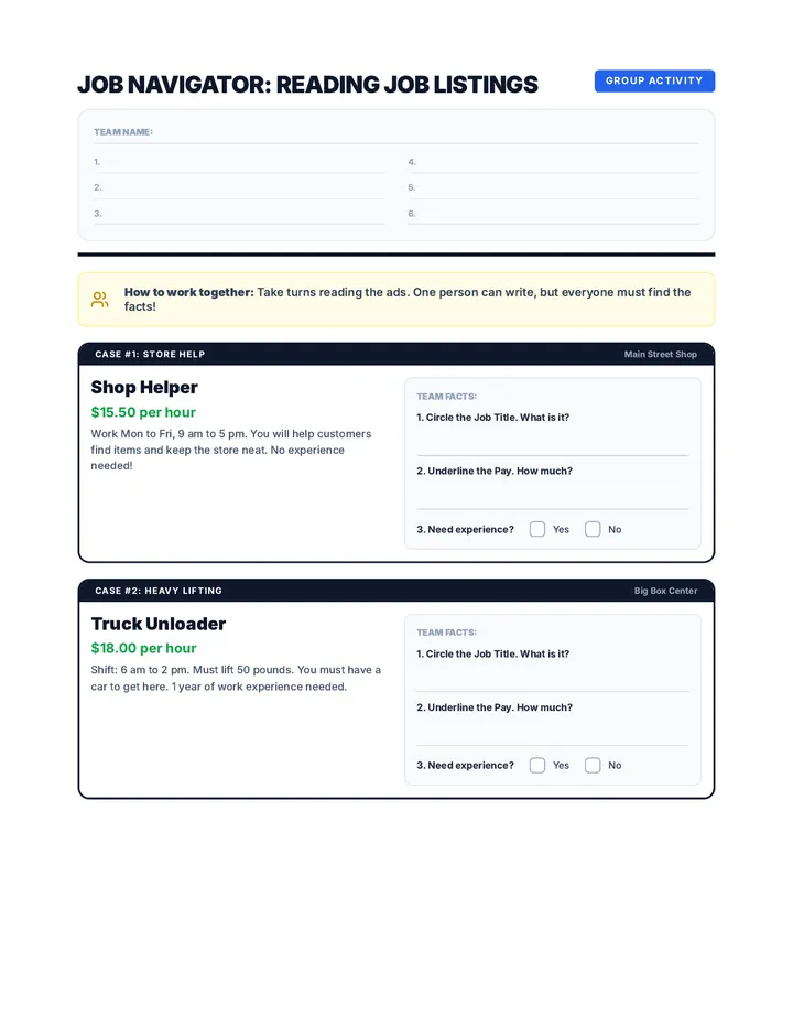 Job Navigator Worksheet