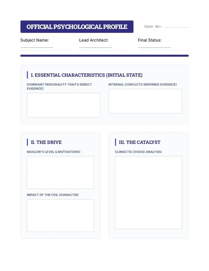 Protagonist Psychological Profile Template