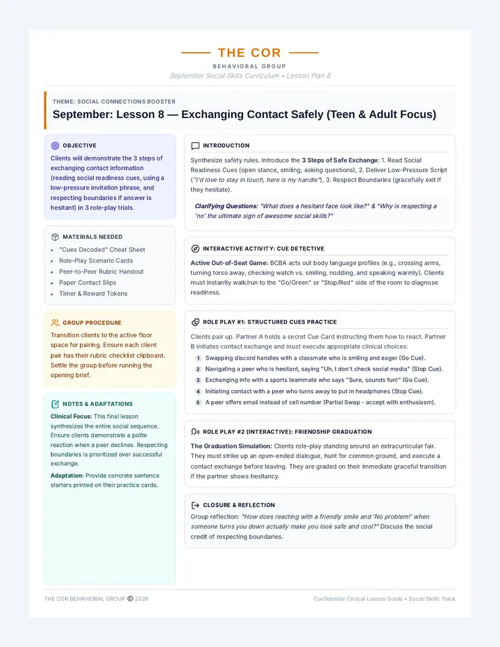 Exchanging Contact Safely Lesson Plan