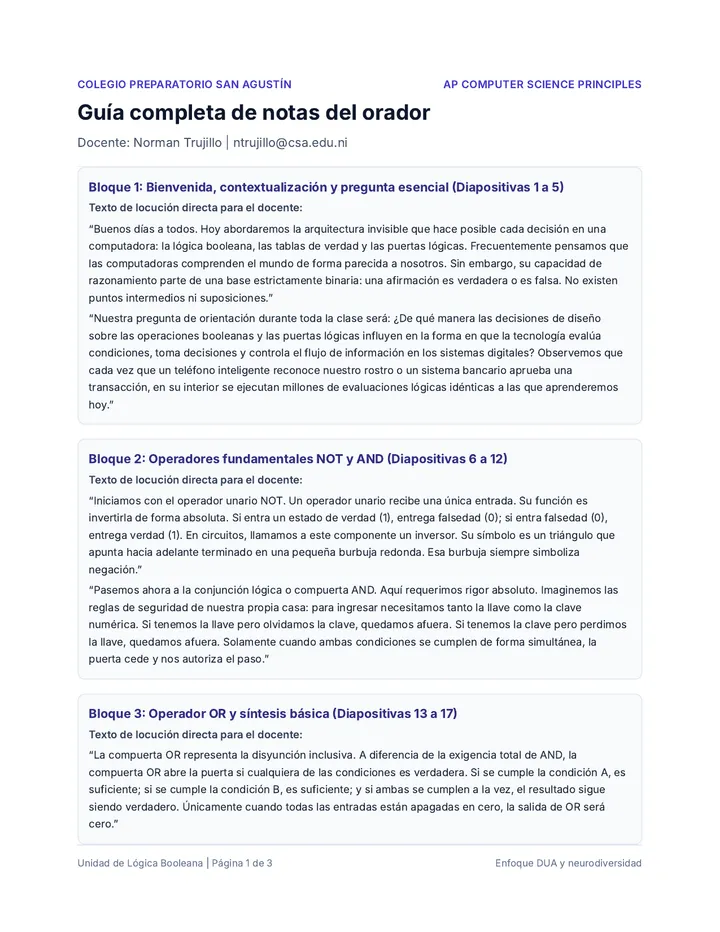 Notas del Orador Guia