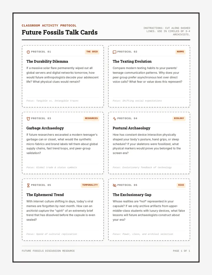 Future Fossils Talk Cards