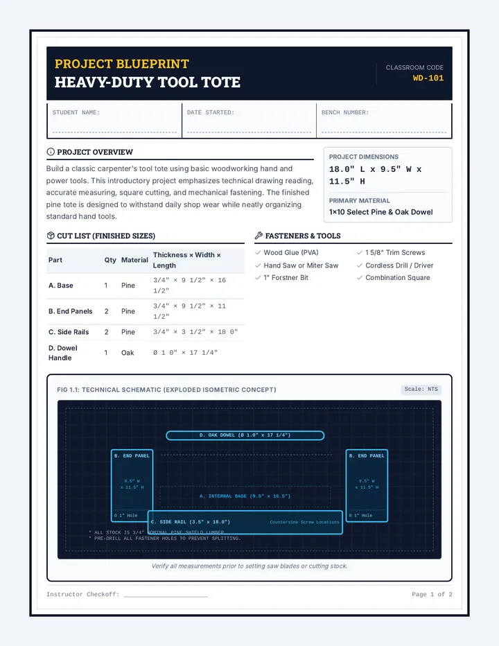 Tool Tote Blueprint