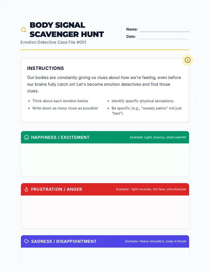 Body Signal Scavenger Hunt Activity