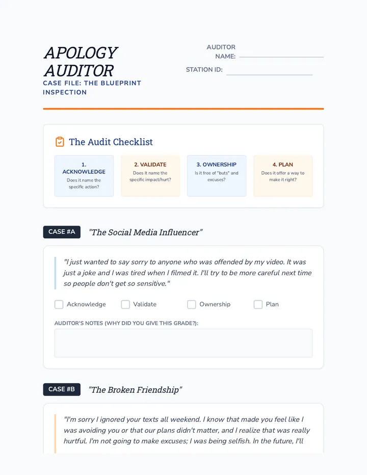 Apology Auditor Worksheet