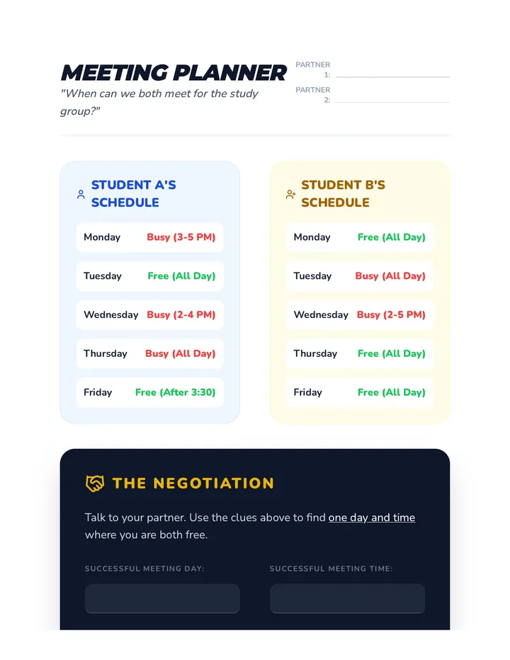Meeting Planner Activity
