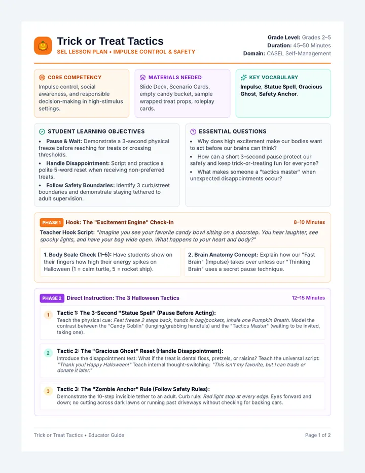 Trick or Treat Lesson Plan