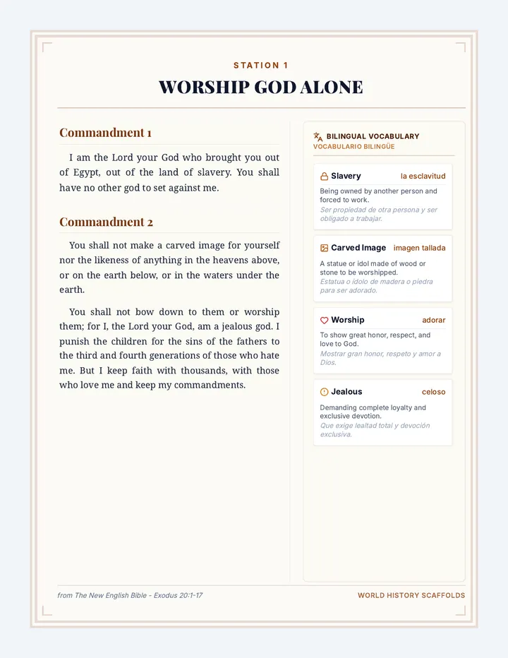 Commandment Stations Sheets