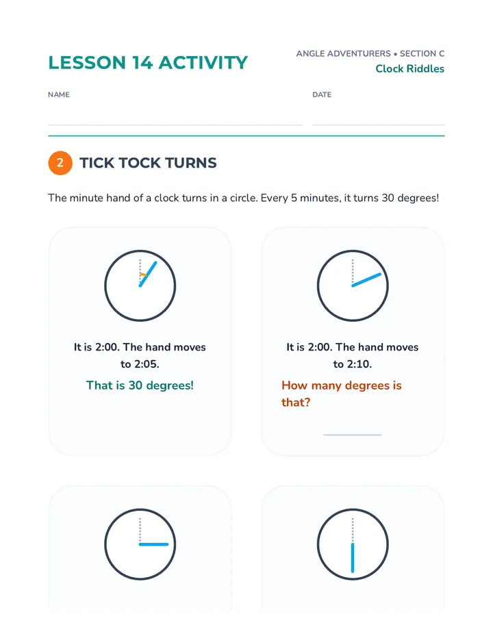 Tick Tock Turns Worksheet