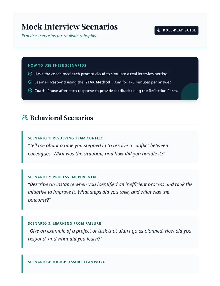 Mock Interview Scenarios Handout