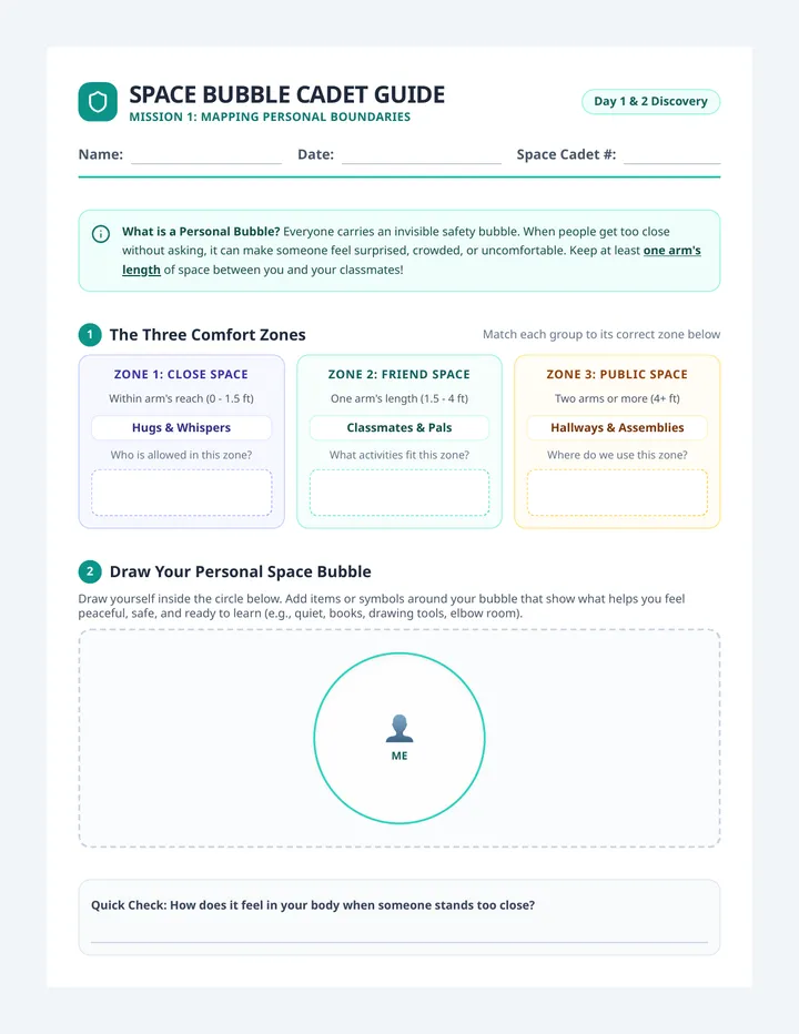 Space Bubble Worksheet