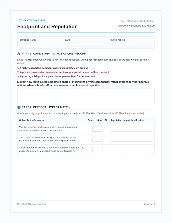 Footprint Practice Worksheet