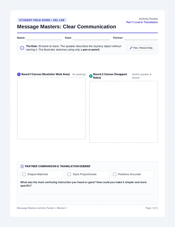 Message Masters Activity Packet