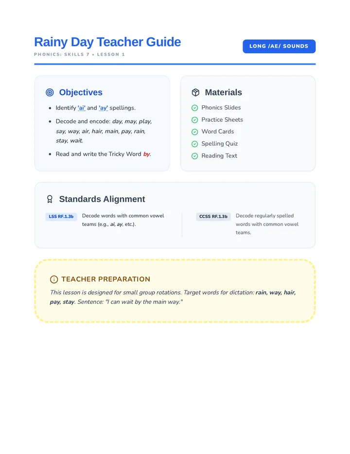 Rainy Day Teacher Guide