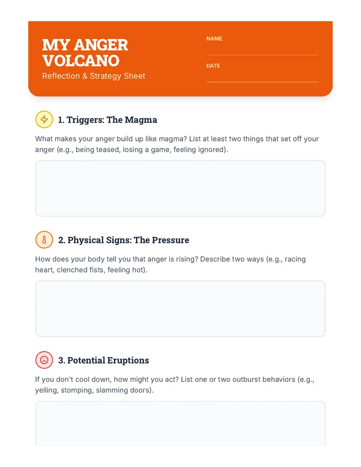 Anger Volcano Reflection Sheet