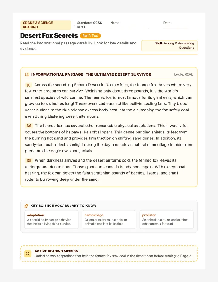 Desert Fox Secrets Worksheet