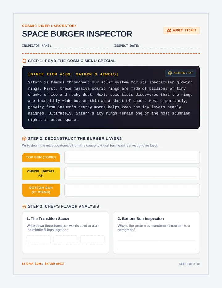 Space Burger Inspector Worksheet