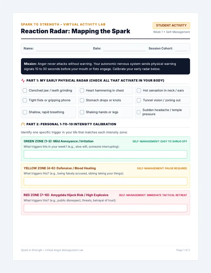Reaction Radar Worksheet