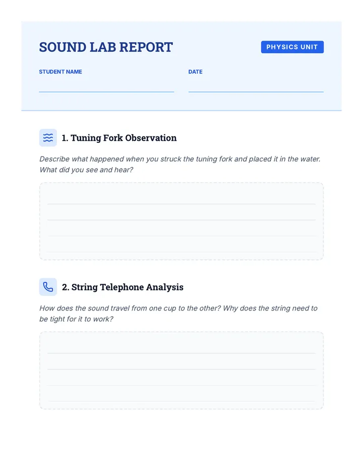 Sound Experiments Worksheet