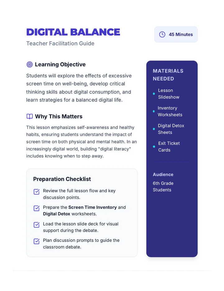 Digital Balance Teacher Guide