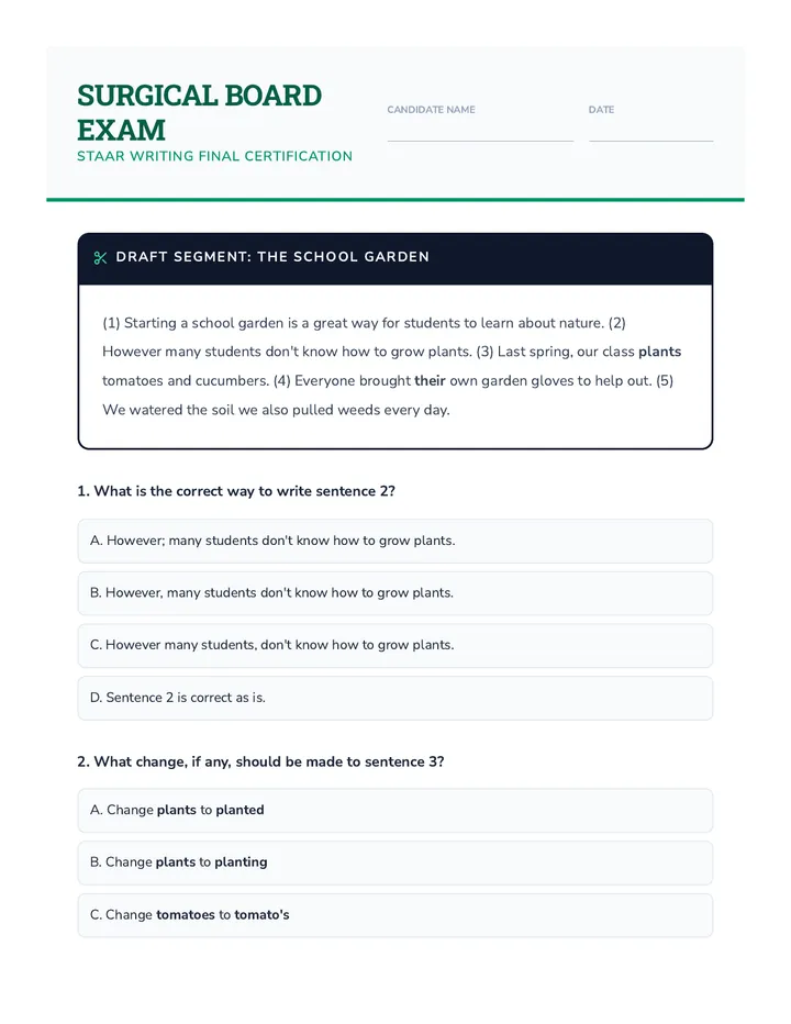 Surgical Board Exam Assessment