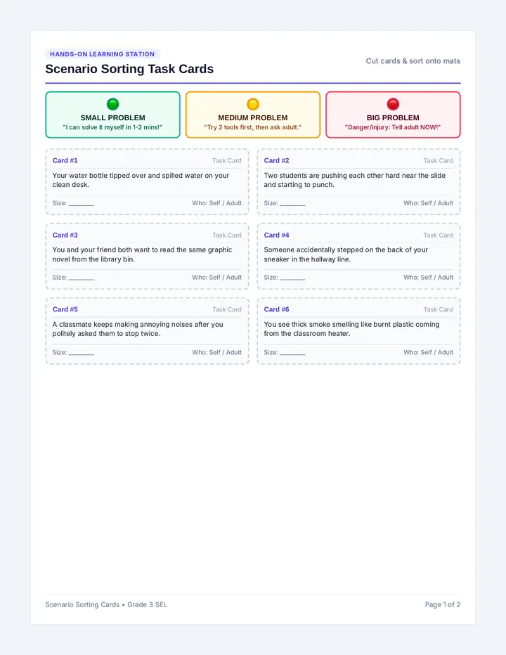 Scenario Sorting Task Cards