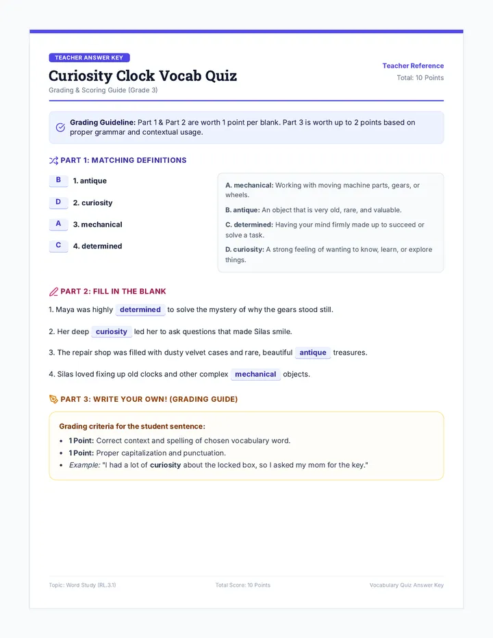 Vocab Quiz Answer Key