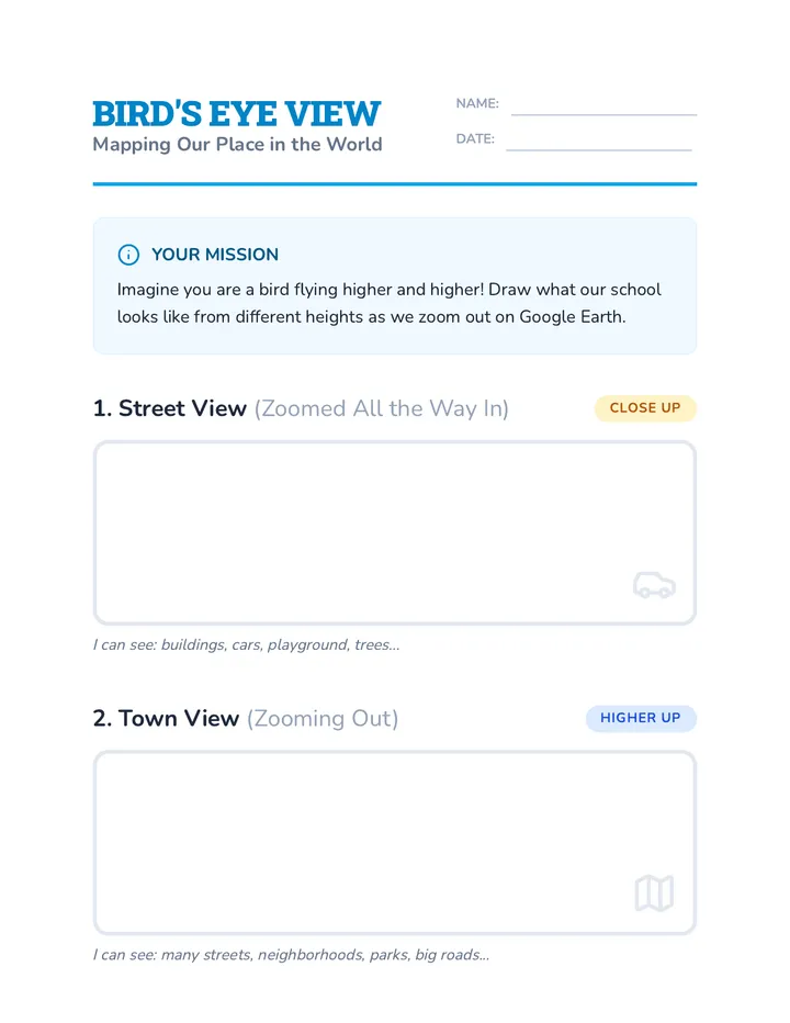 Birds Eye View Worksheet