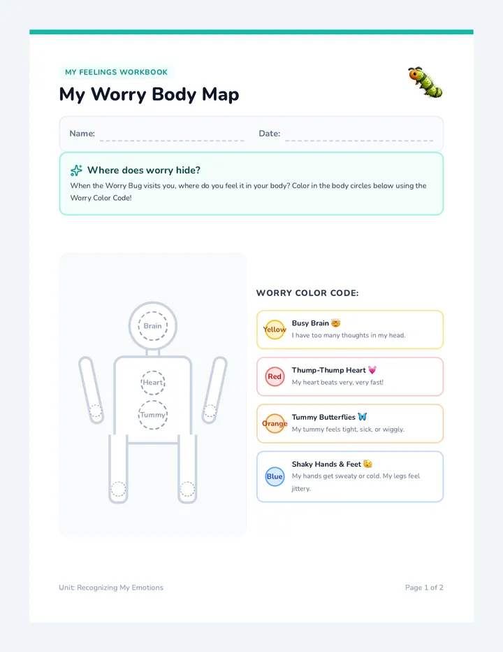 Worry Bug Worksheet Pack