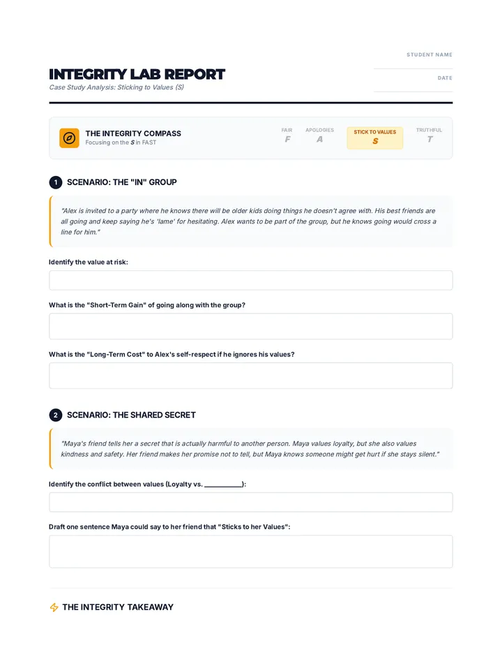 Value Conflict Lab Worksheet