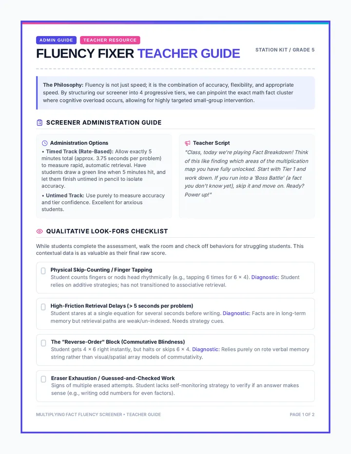 Fluency Fixer Teacher Guide