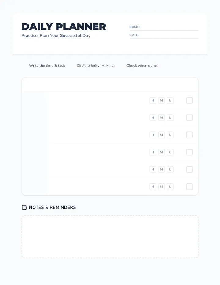 Daily Planner Practice Template