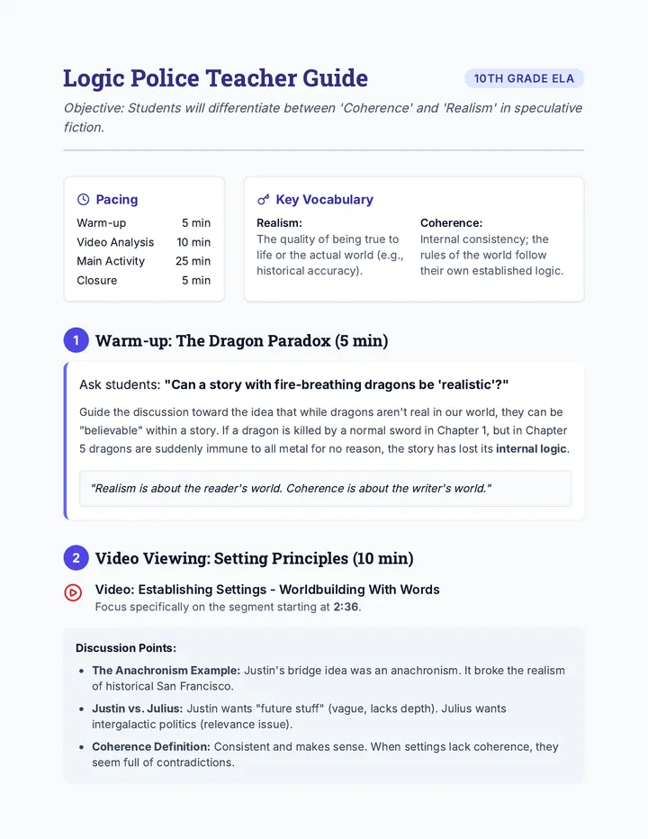 Logic Police Teacher Guide