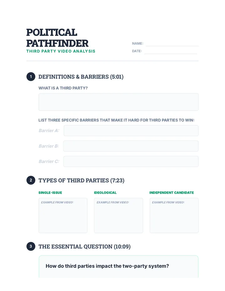 Political Pathfinder Worksheet