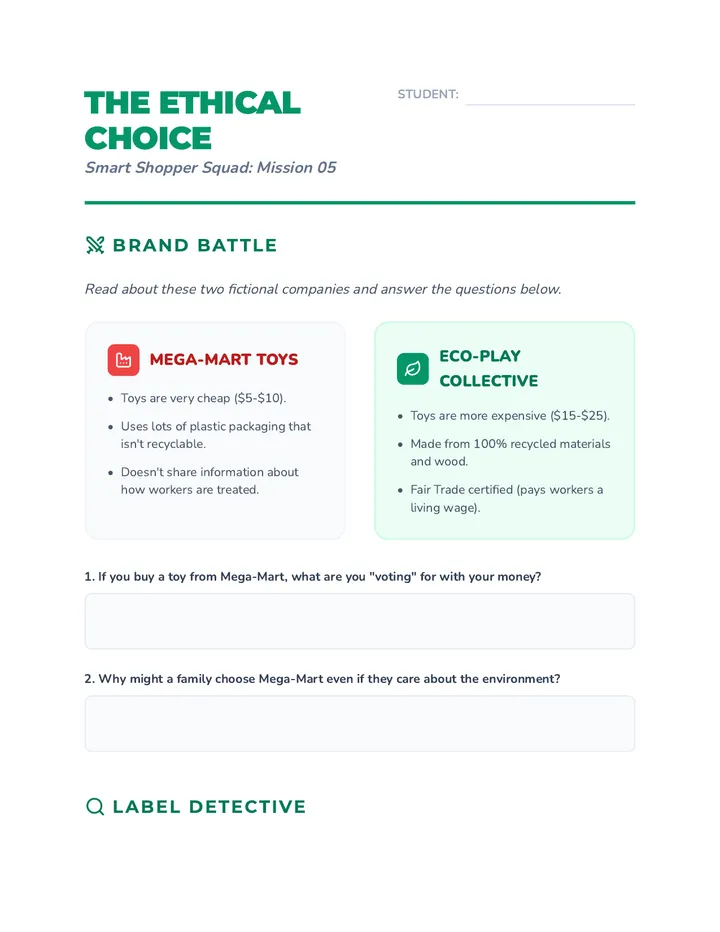 Ethical Choice Activity Worksheet