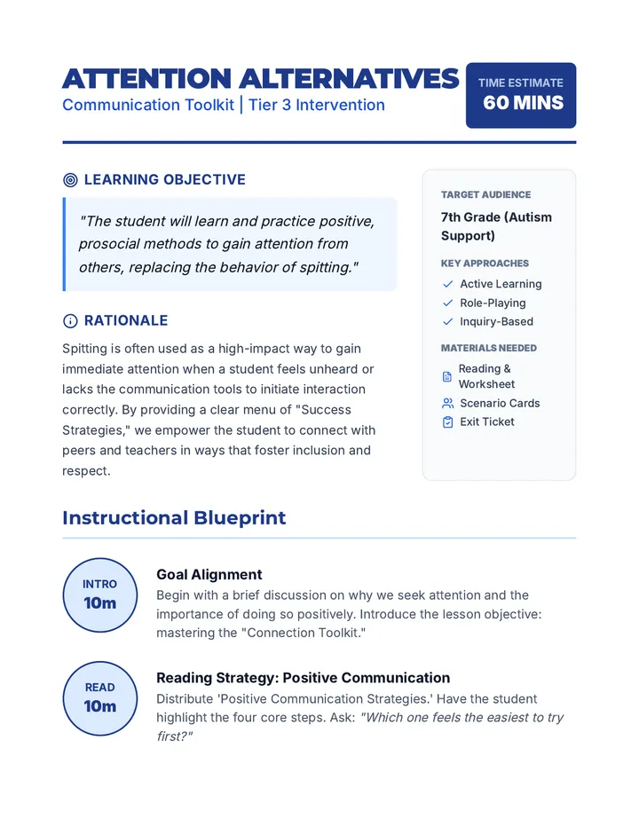 Attention Alternatives Lesson Plan