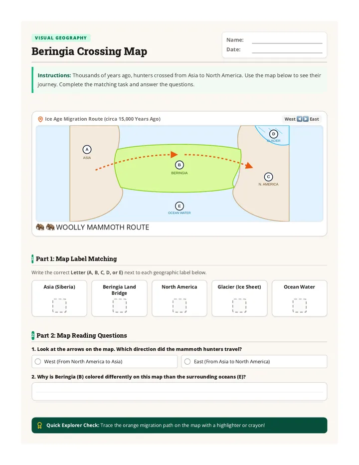 Beringia Crossing Map Activity