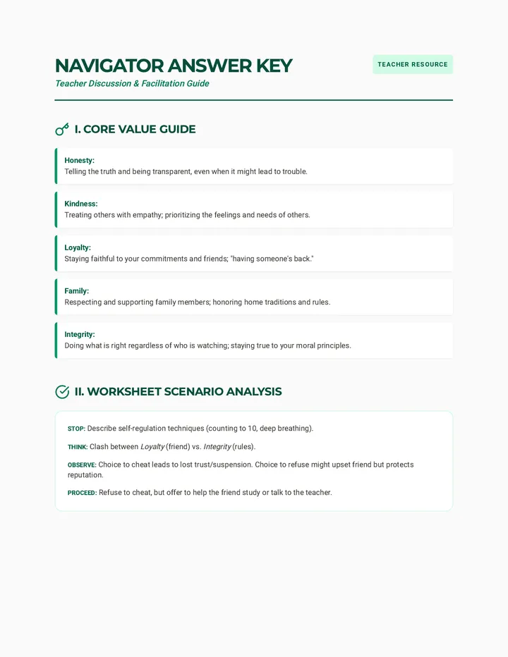 Navigator Answer Key
