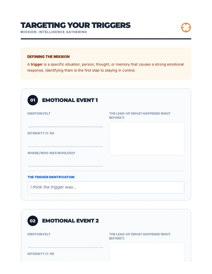 Identifying Triggers Worksheet