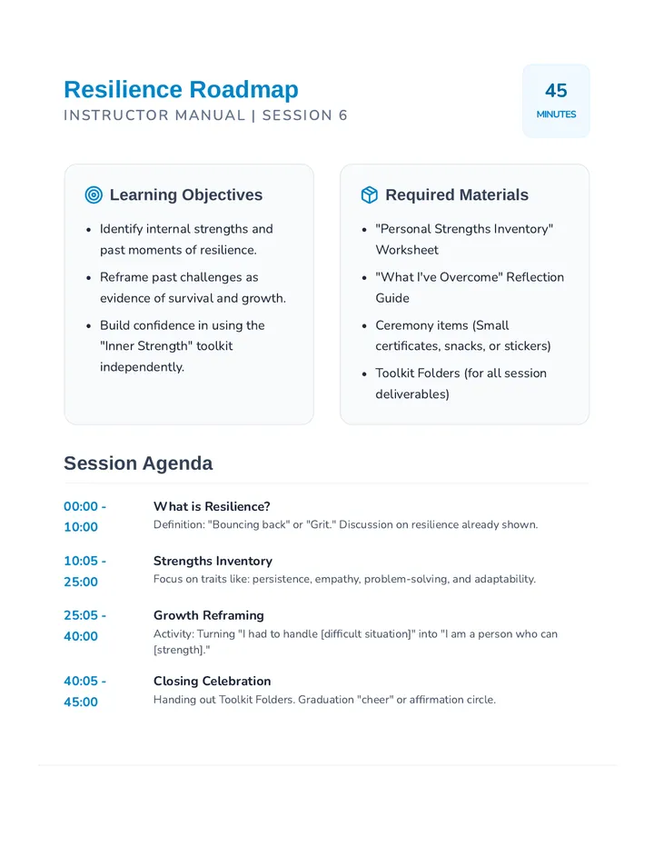 Resilience Roadmap Instructor Manual
