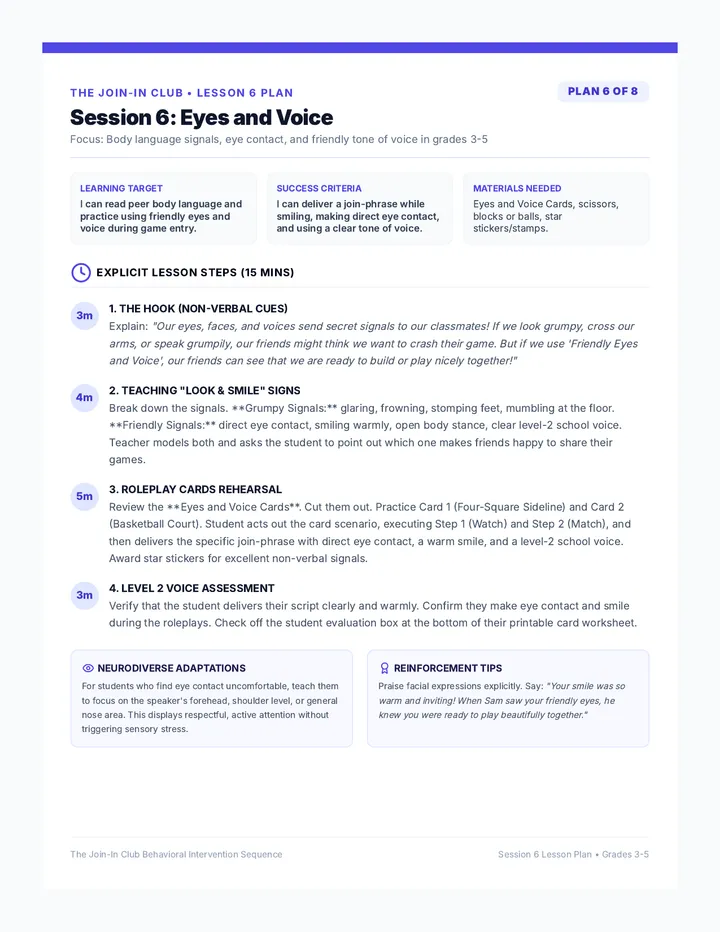Eyes and Voice Lesson Plan