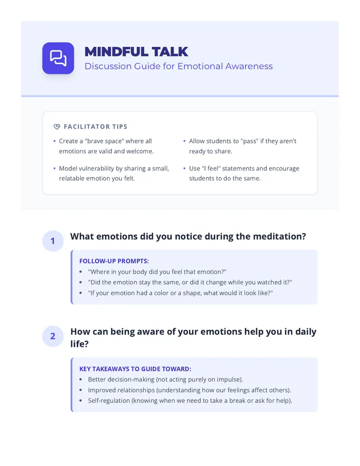 Mindful Discussion Questions Guide