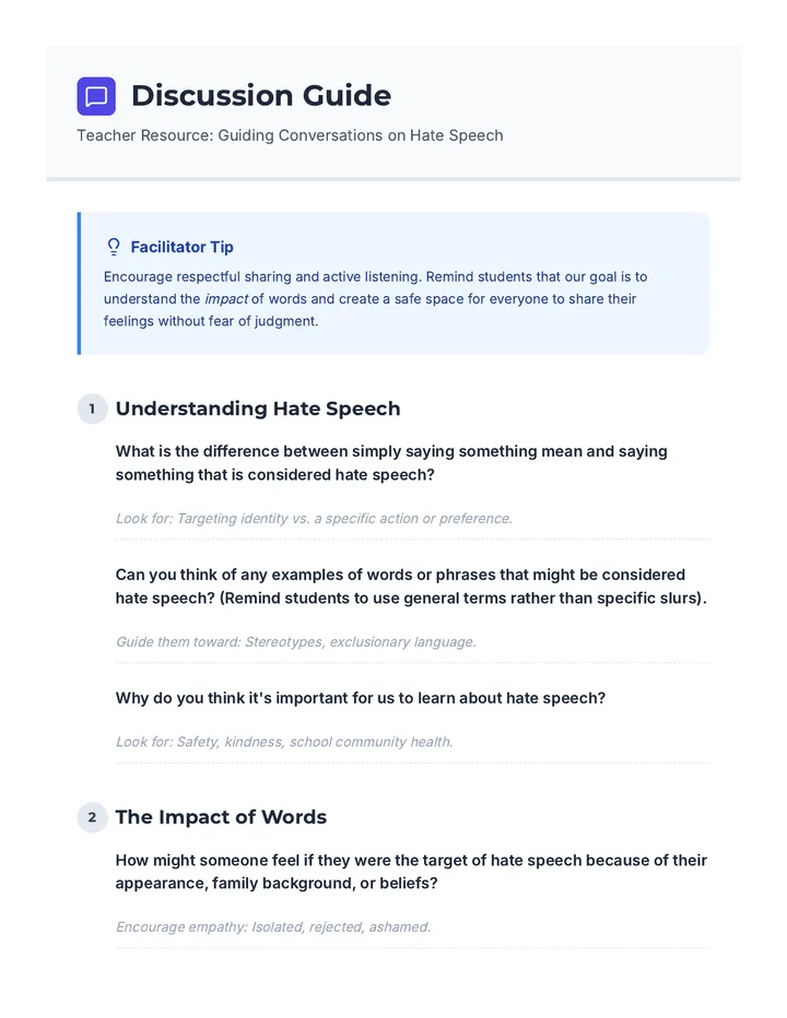 Hate Speech Discussion Guide