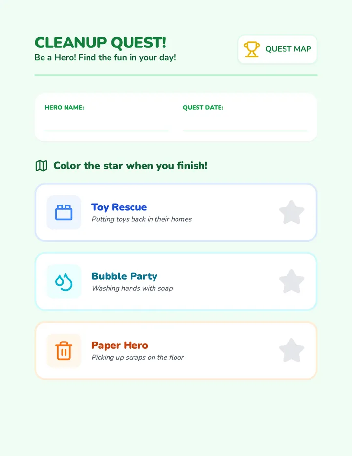Cleanup Quest Worksheet