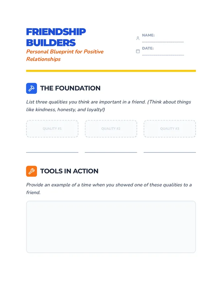 Friendship Builders Worksheet
